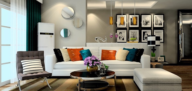 Modern living room cooled by a Cooling Solutions air-conditioning unit